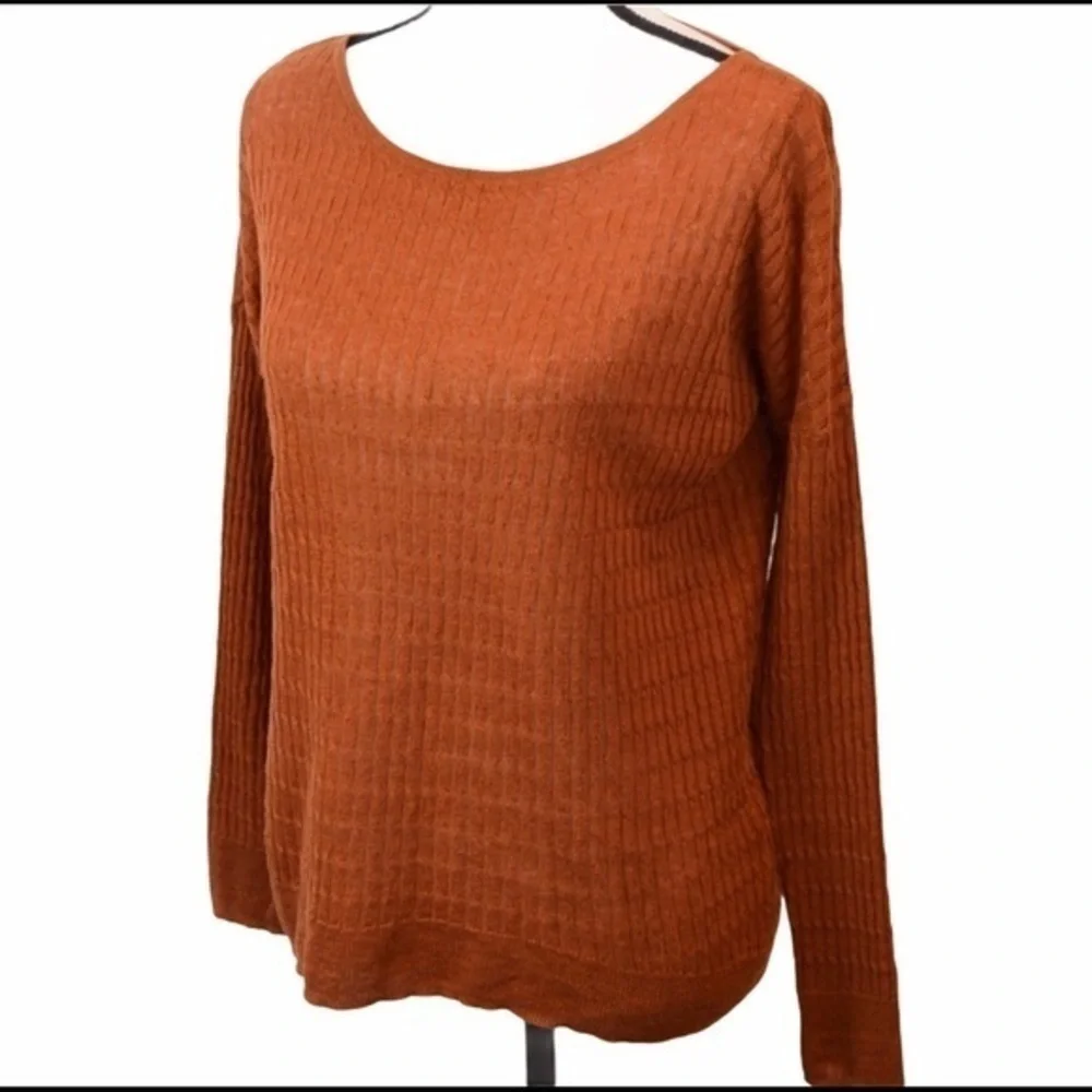 J Crew Waffle Weave Textured Lightweight Pullover Sweater Top Rust Color Size XS